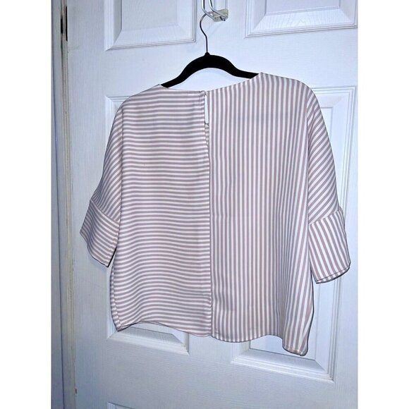 EXPRESS Striped Dolman Sleeve Minimalist Blouse Scoop Neck Sz XS - Picture 6 of 11